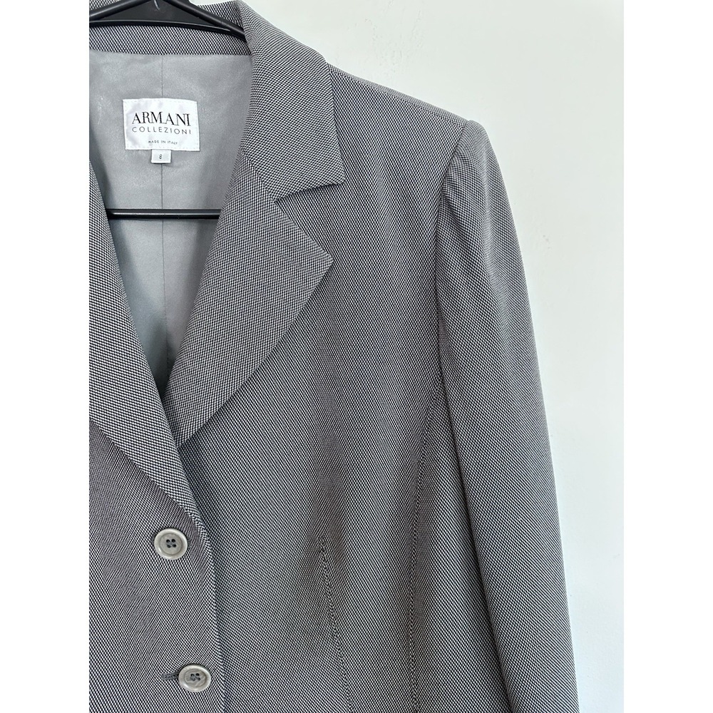 [FLAW] Armani Collezioni Womens Grey Blazer Size 44 / MEDIUM Structured Jacket - Picture 4 of 16